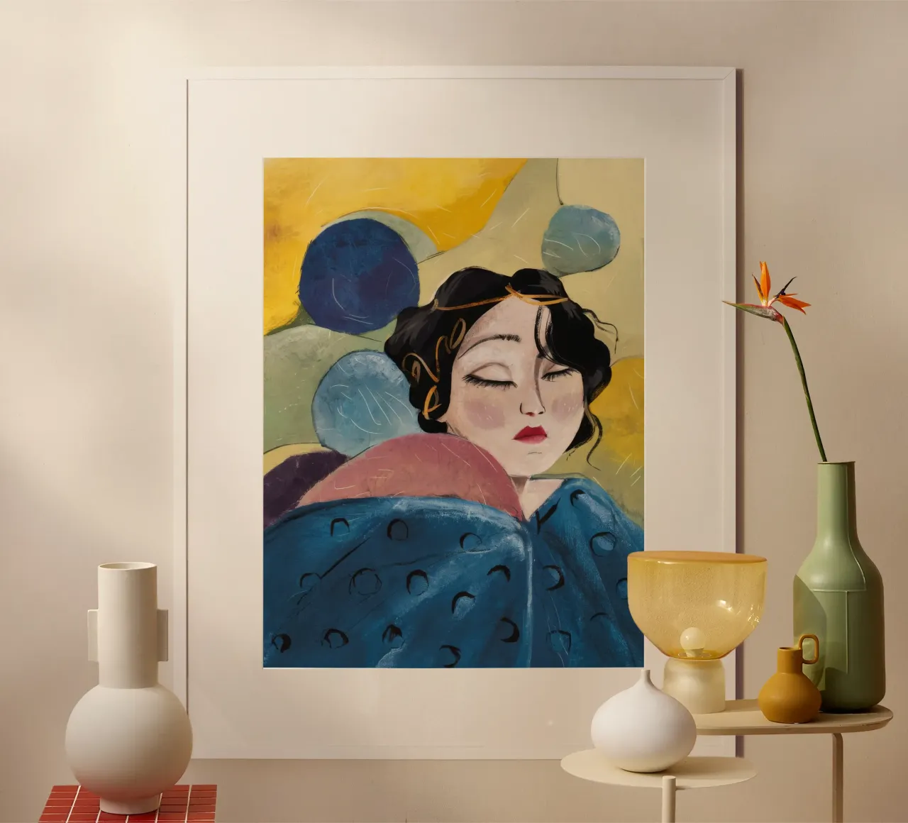 Cerulean Orb Slumber (sonno del globo ceruleo) poster con telaio in alluminio da Vivid Reverie