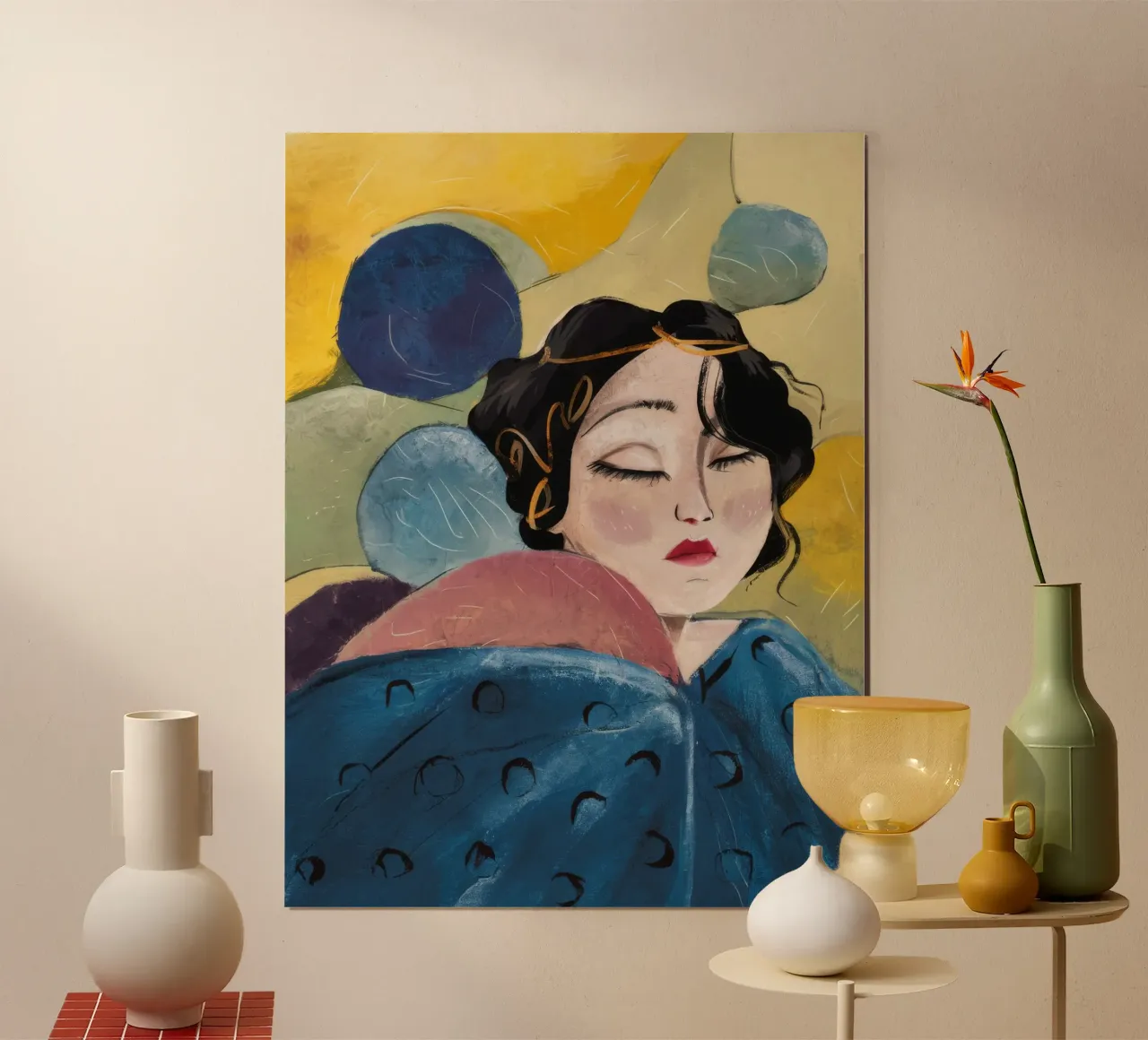 Cerulean Orb Slumber (sonno del globo ceruleo) poster con telaio in alluminio da Vivid Reverie