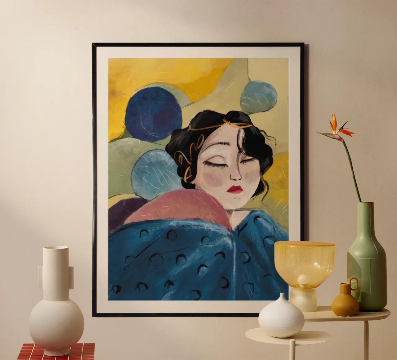 Cerulean Orb Slumber (sonno del globo ceruleo) poster con telaio in alluminio da Vivid Reverie