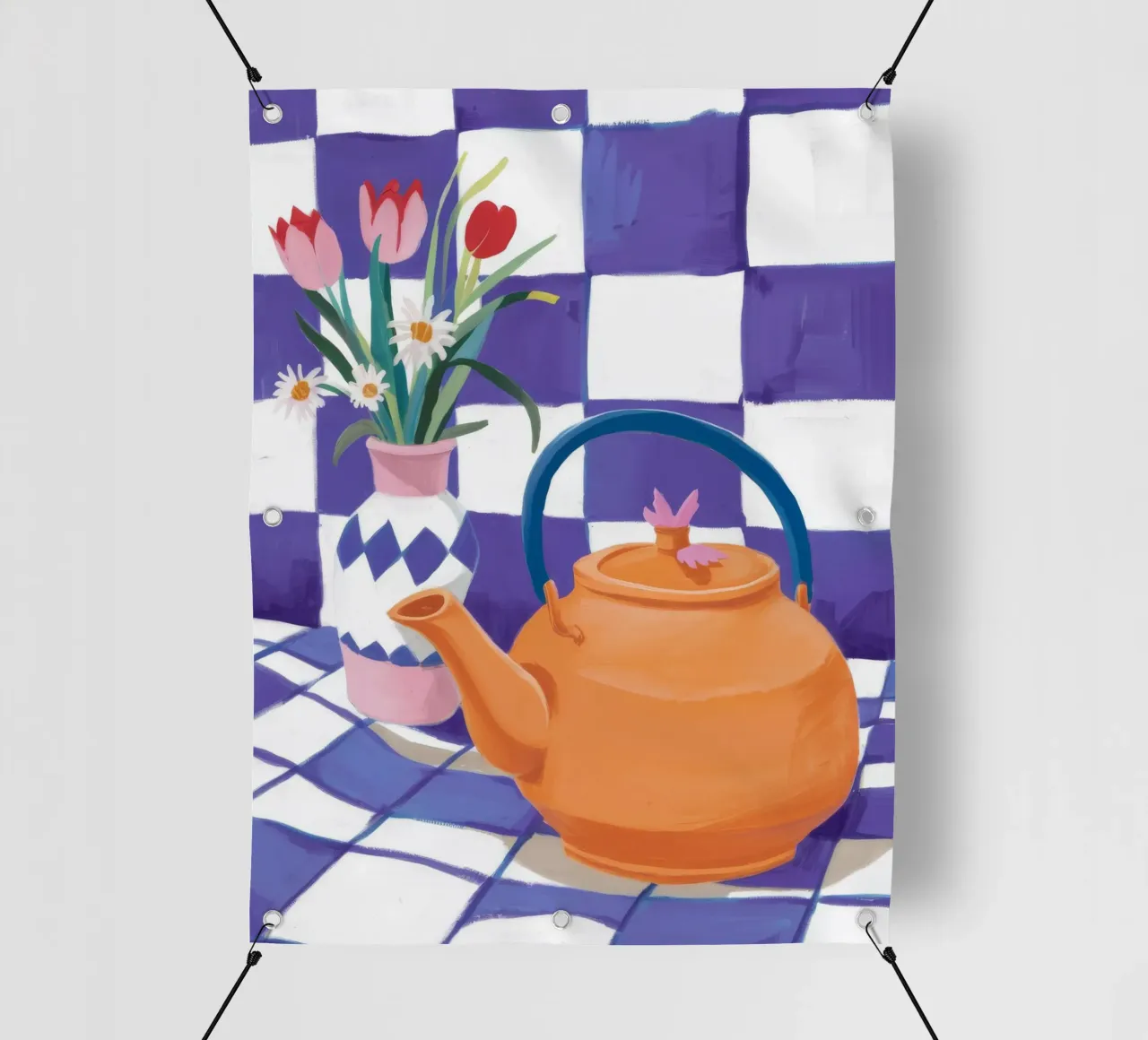 Tè con tulipani a scacchi telo in pvc da Moonlite Desire
