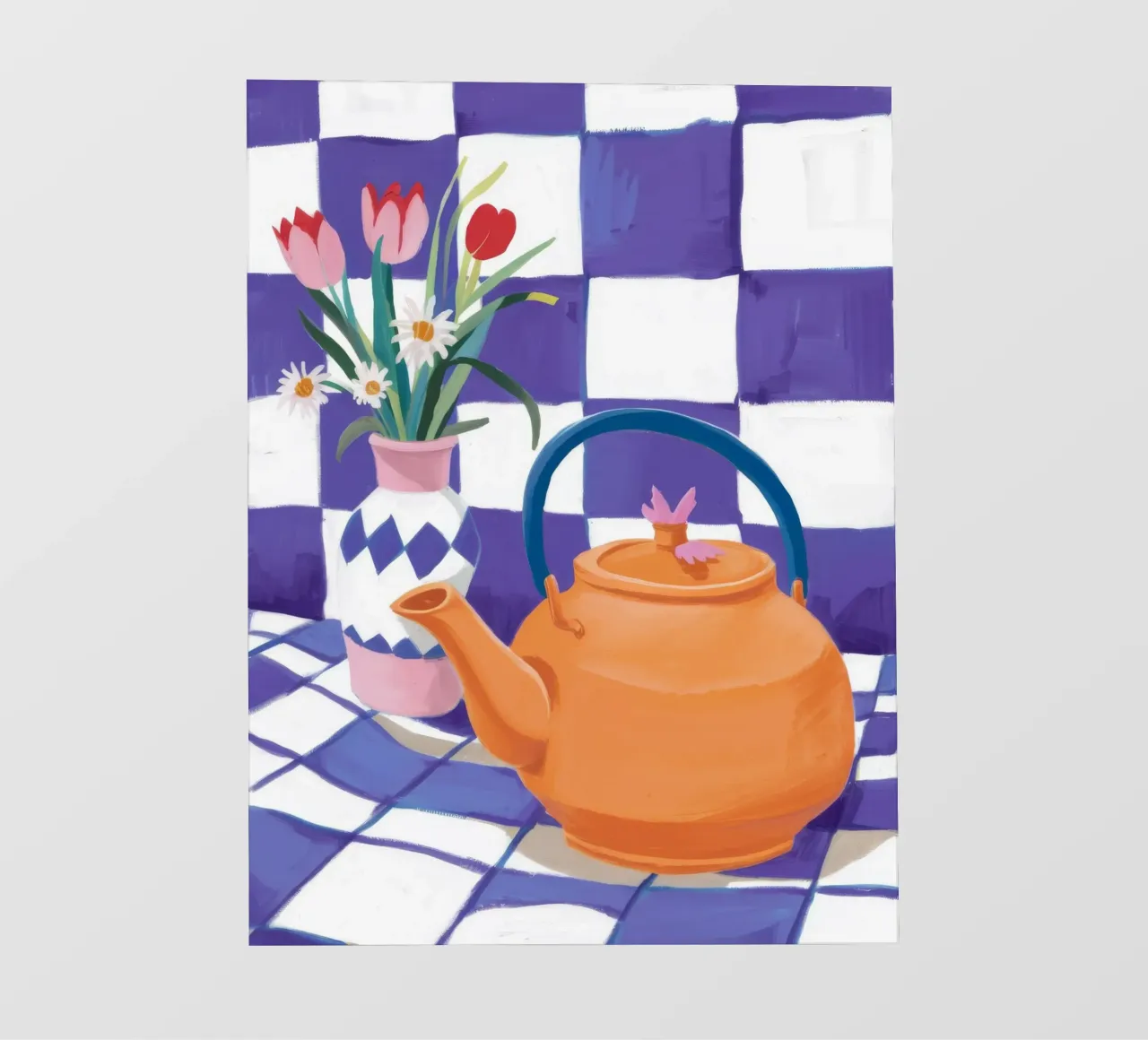 Tè con tulipani a scacchi telo in pvc da Moonlite Desire