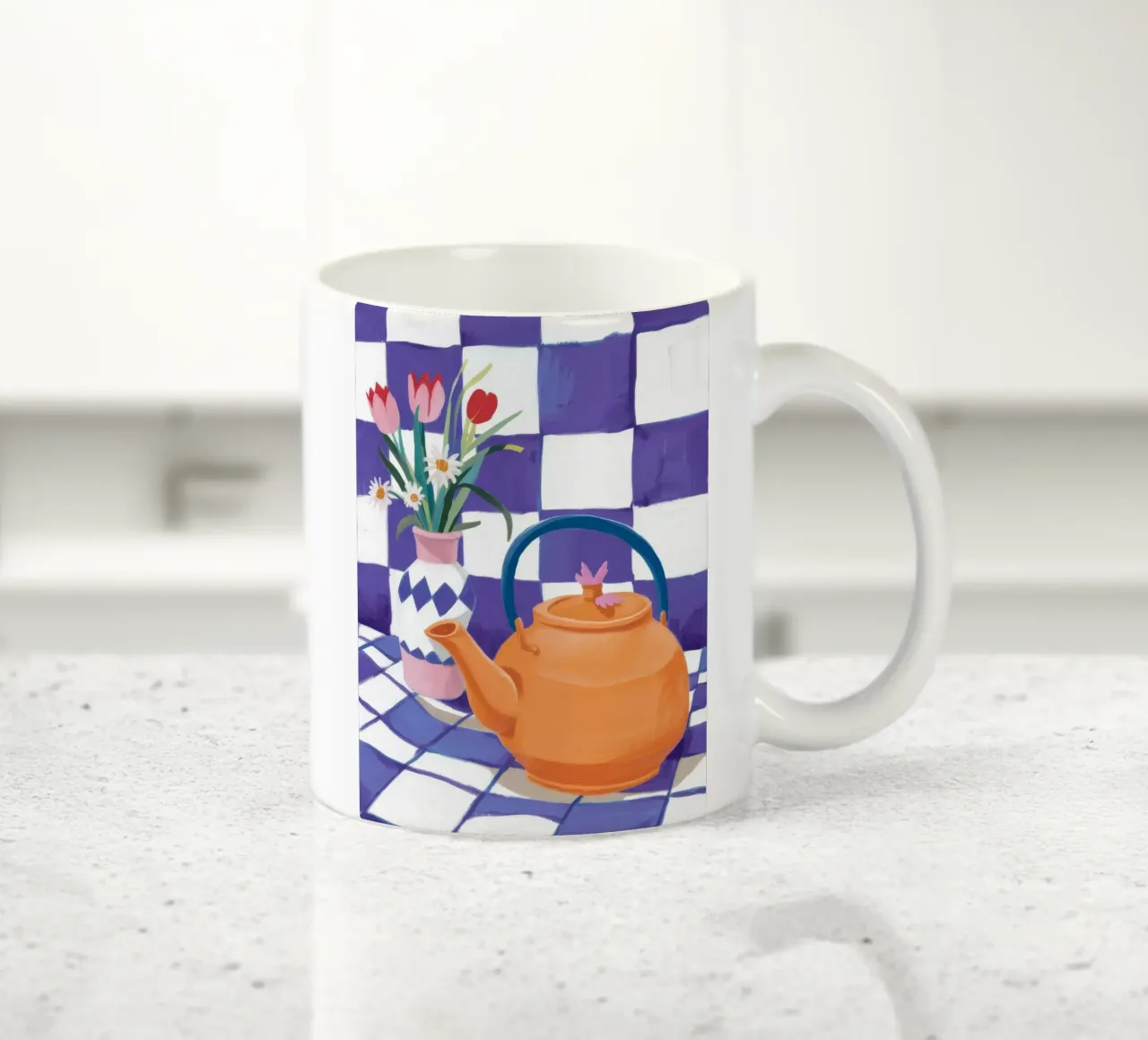 Tè con tulipani a scacchi tazza in ceramica da Moonlite Desire