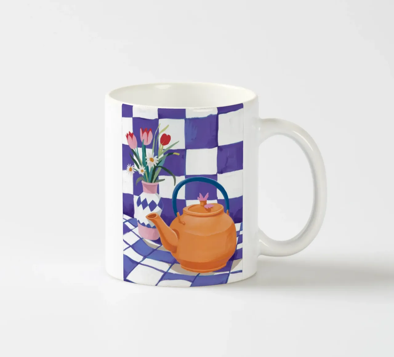 Tè con tulipani a scacchi tazza in ceramica da Moonlite Desire