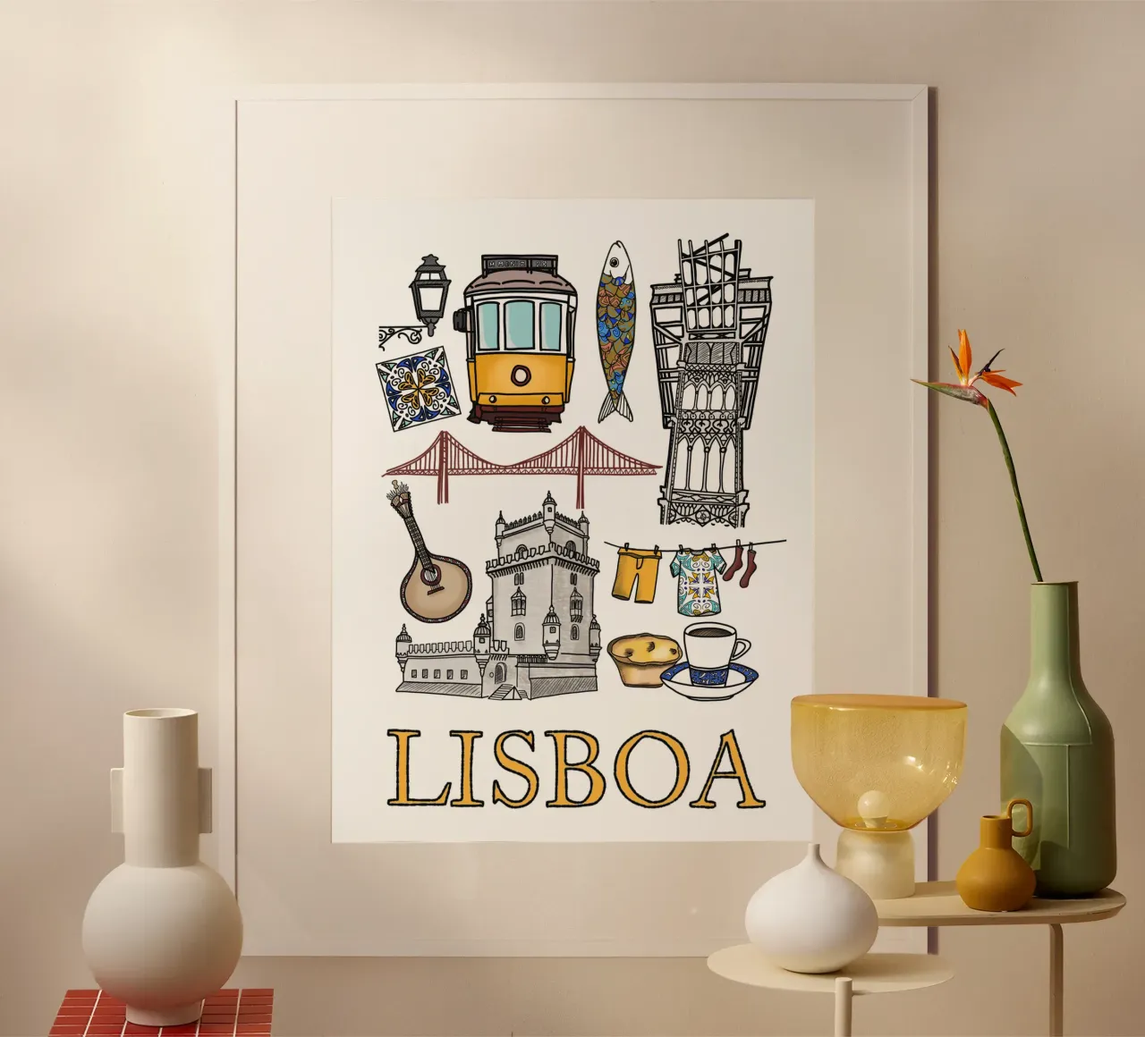 Lissabon illustrato poster da Claudiabrueggen