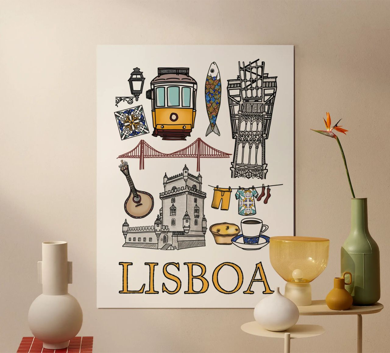 Lissabon illustriert poster de Claudiabrueggen