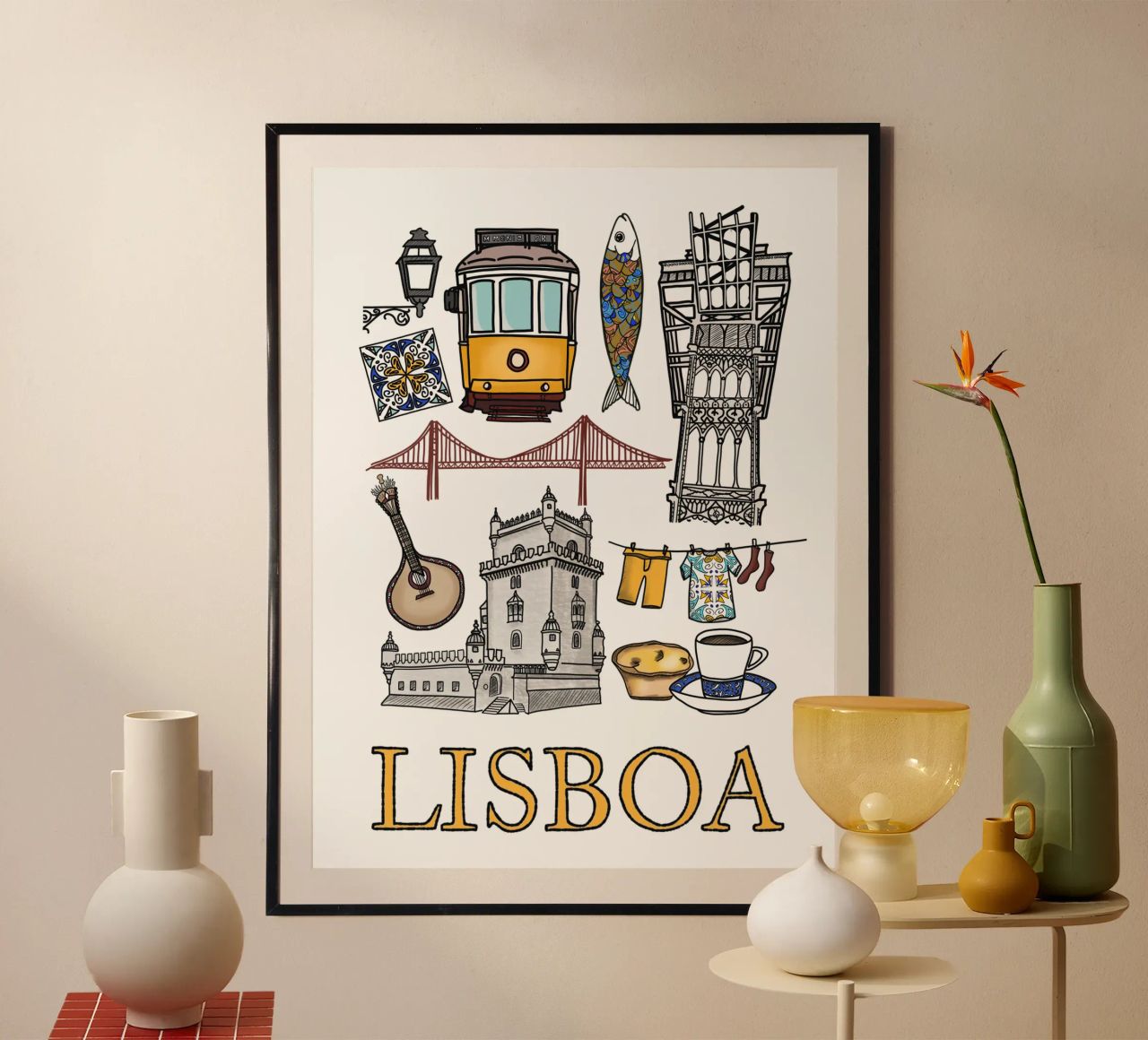 Lissabon illustriert poster de Claudiabrueggen