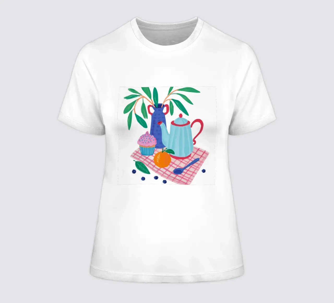 Teatime Joyful Jumble women's fitted t-shirt by Moonlite Desire