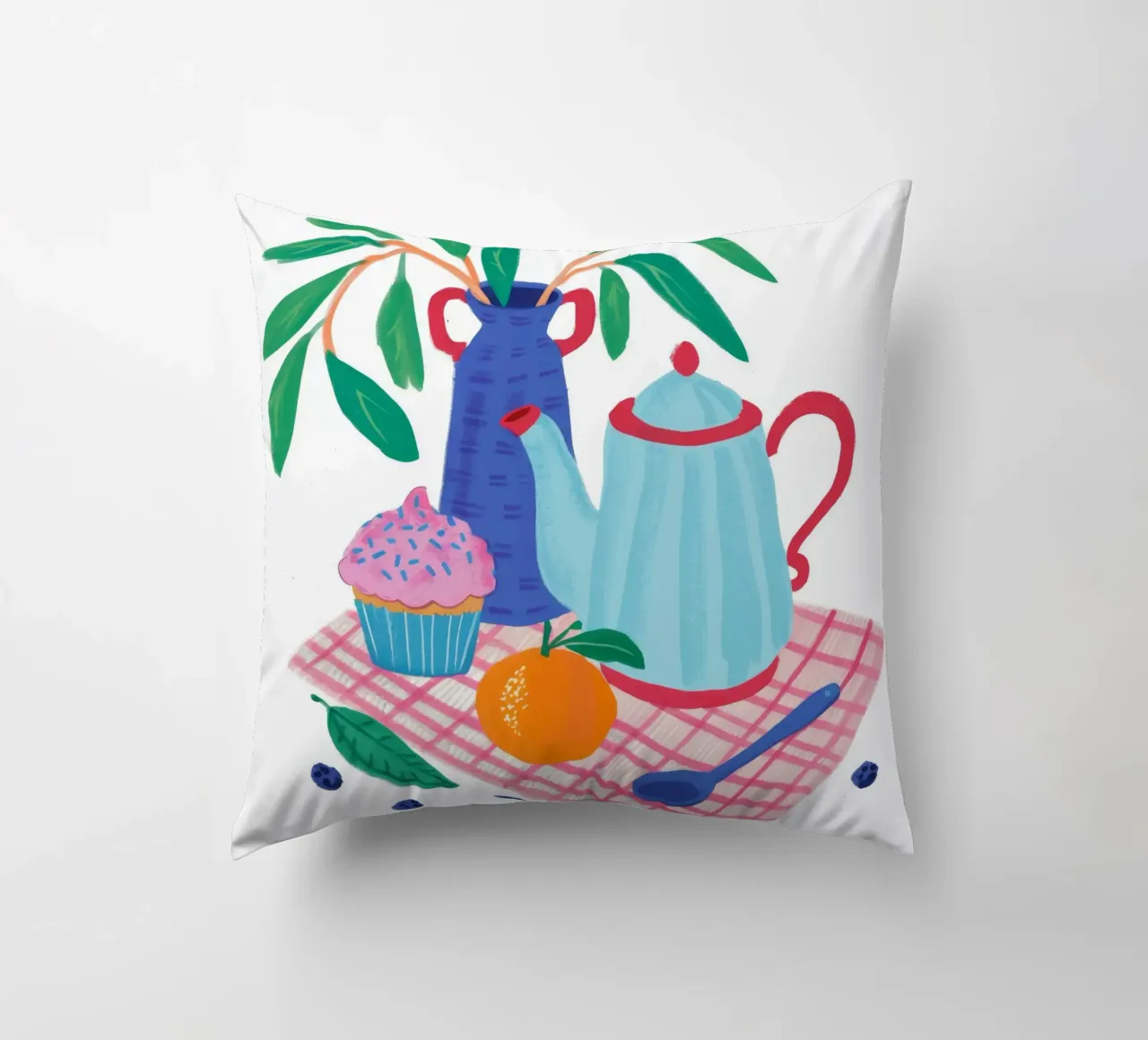 Teatime Joyful Jumble decorative cushion by Moonlite Desire