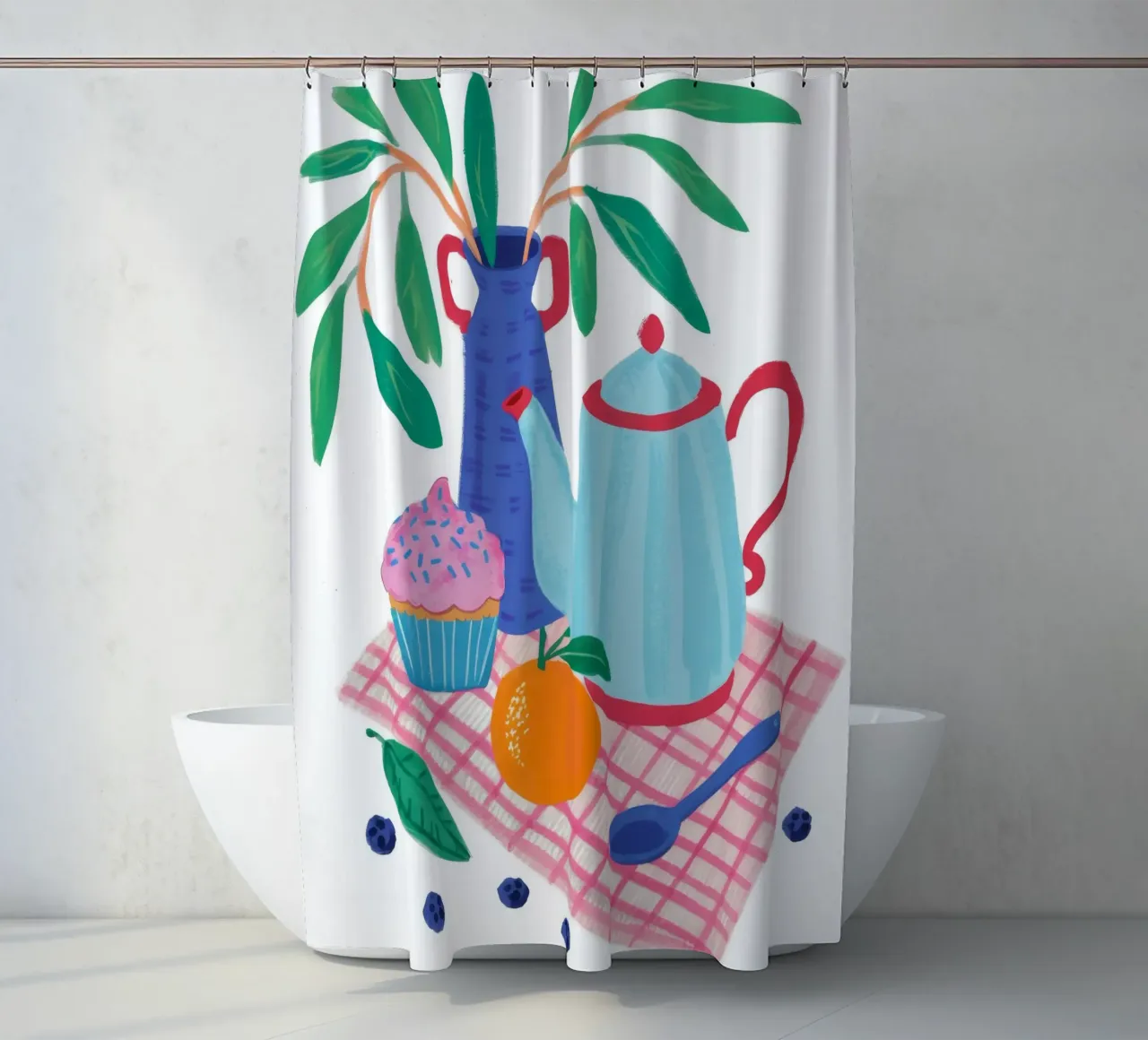 Teatime Joyful Jumble cortina de baño de Moonlite Desire