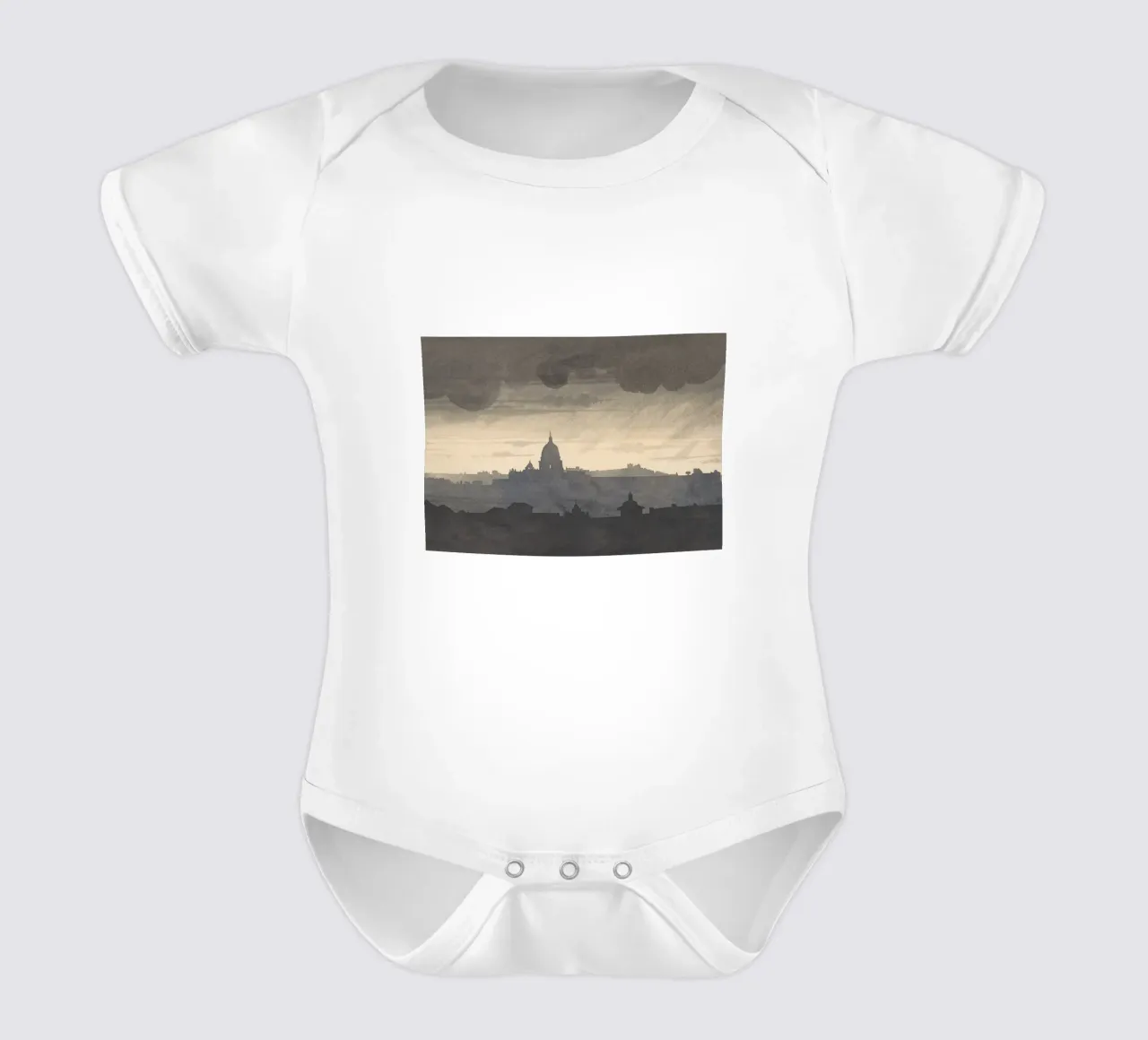 J.M.W. Turner - Cupola di San Pietro Roma - Città monocromatica body neonato maniche corte da ClubArt