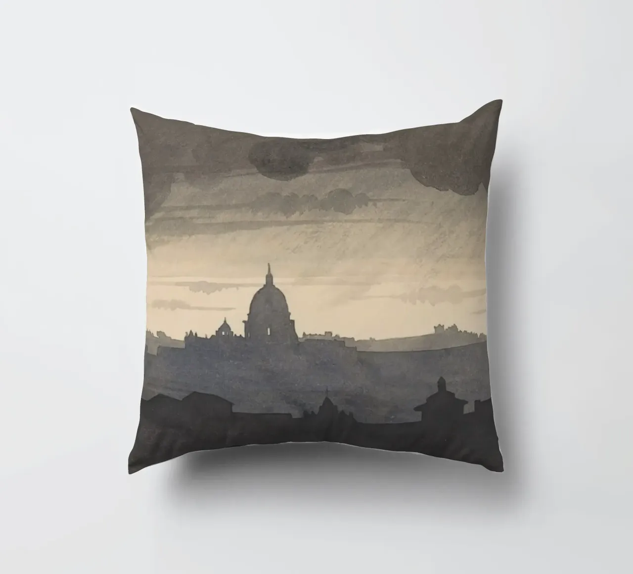 J.M.W. Turner - Cupola di San Pietro Roma - Città monocromatica cuscino da ClubArt