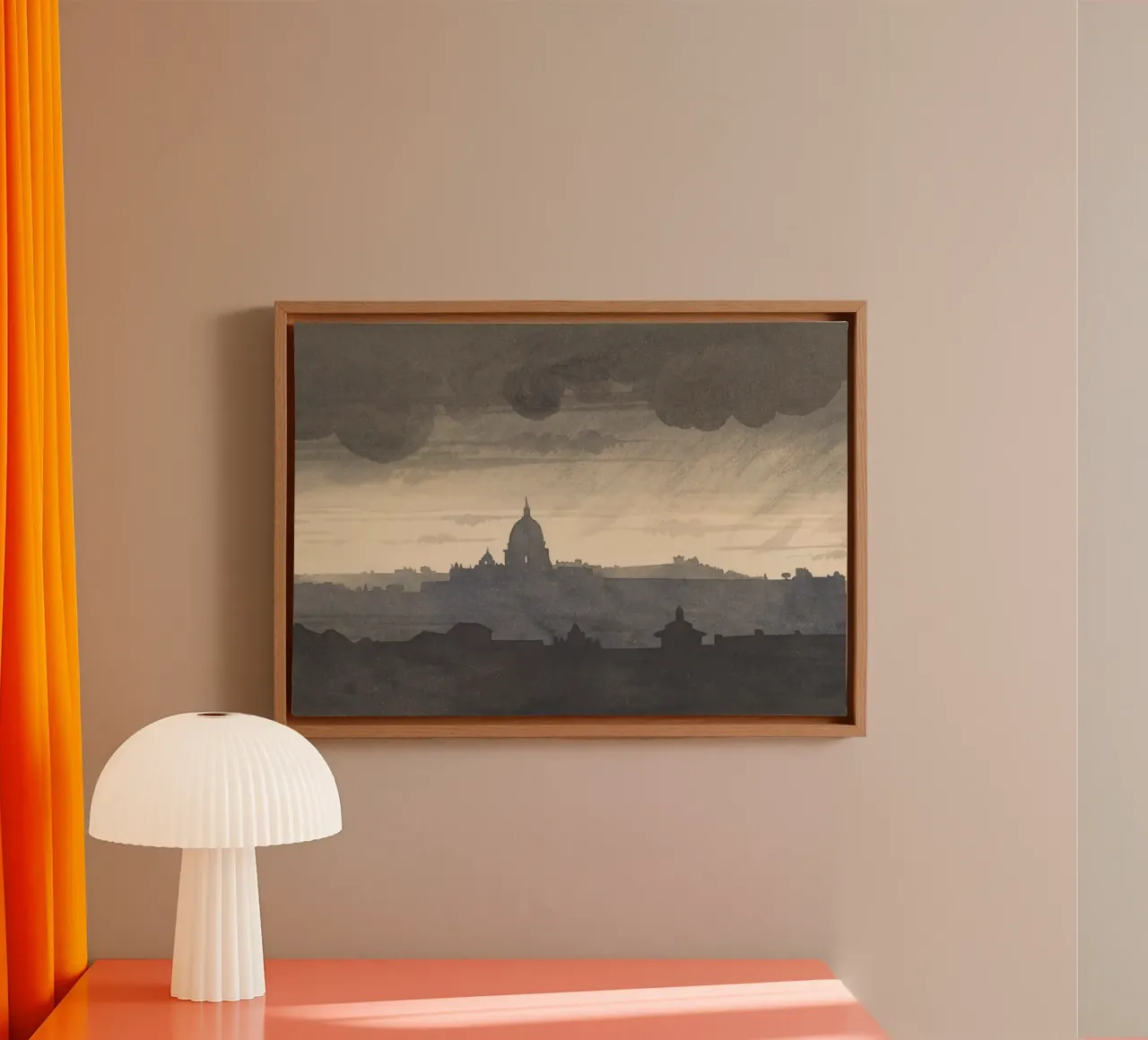 J.M.W. Turner - Cupola di San Pietro Roma - Città monocromatica tela con Cornice a cassetta da ClubArt