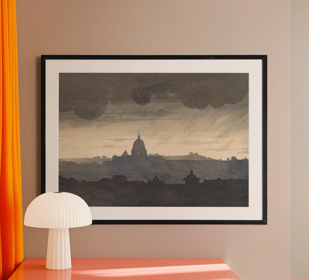 J.M.W. Turner - St. Peter's Dome Rome - Monochromatic Citysc poster by ClubArt