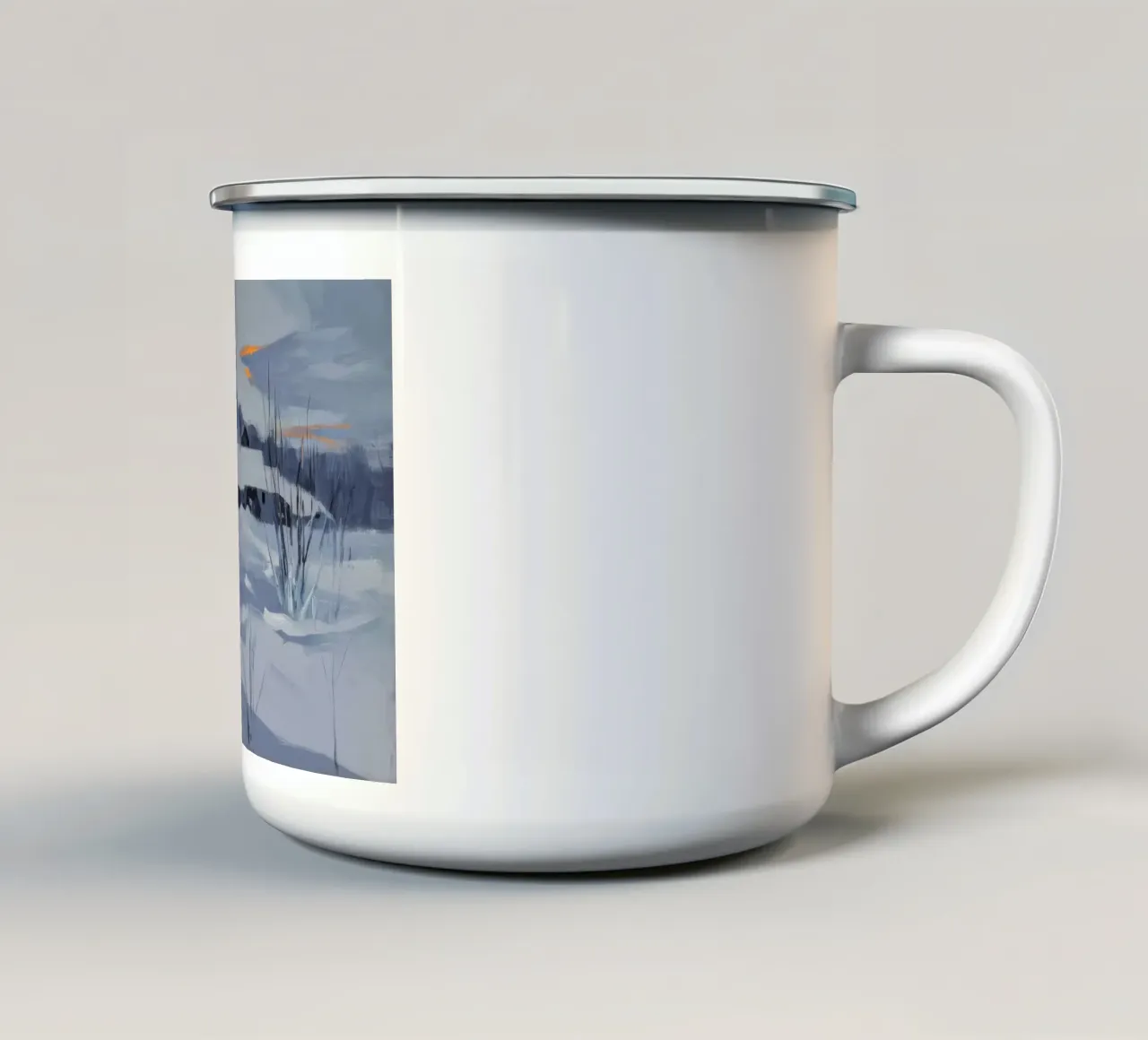 Homestead's Snowy Blanket enamel mug by Radiance Landscape