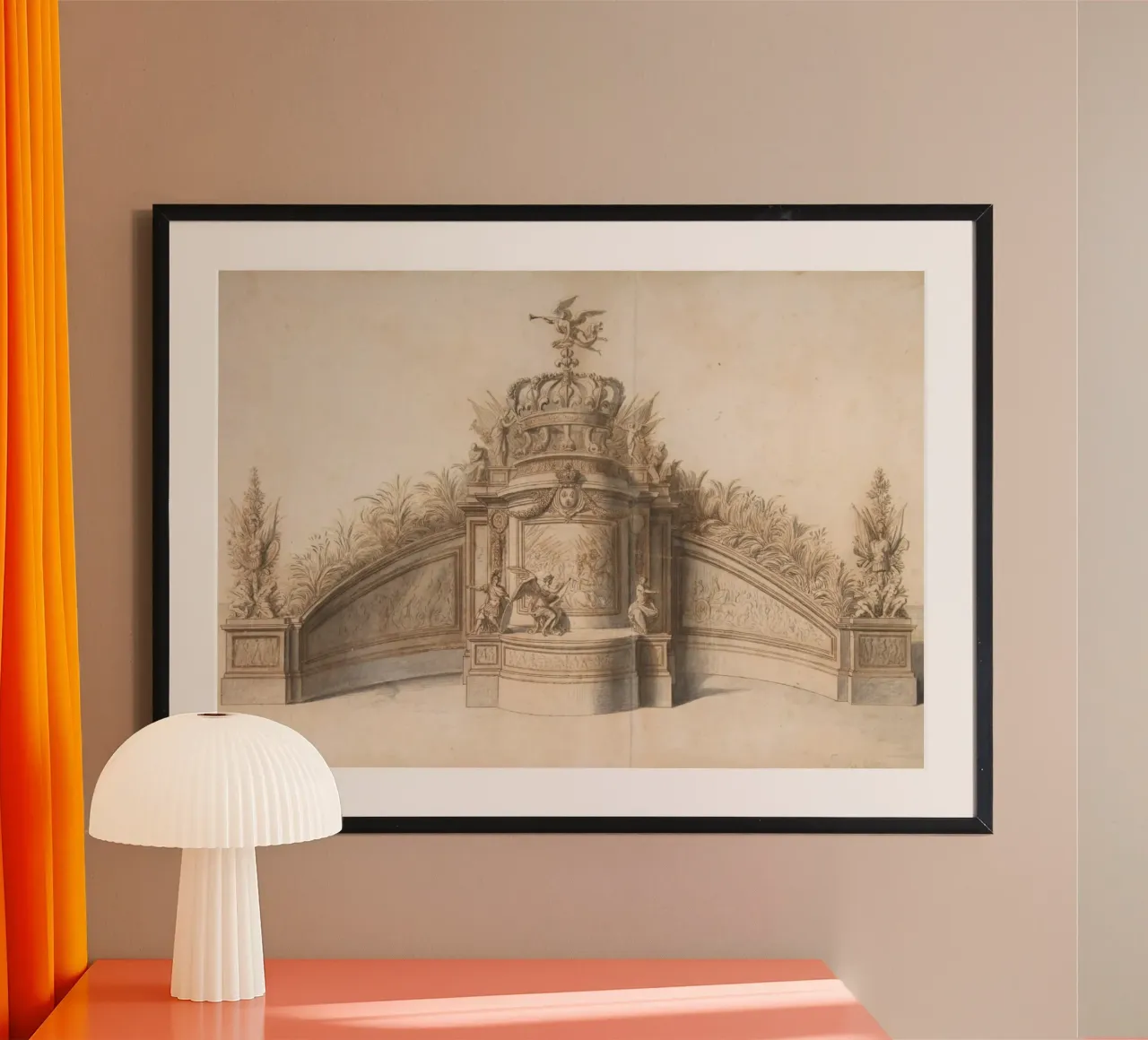 Vintage rococofonteinontwerp - Uitgebreide architecturale kunst poster van ClubArt