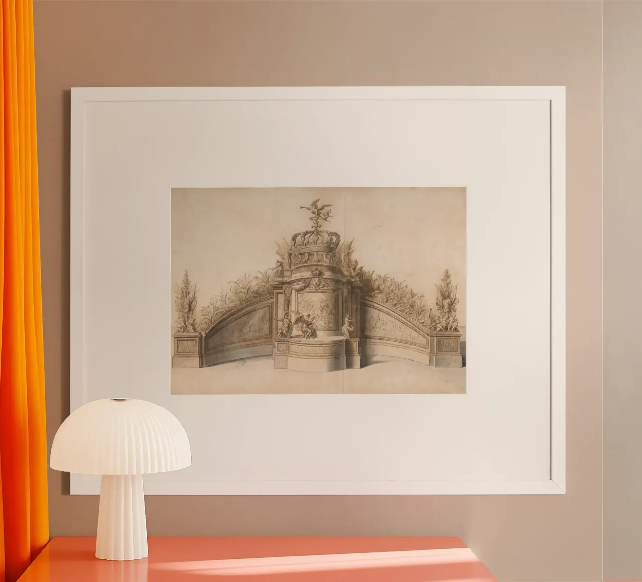 Vintage rococofonteinontwerp - Uitgebreide architecturale kunst poster van ClubArt