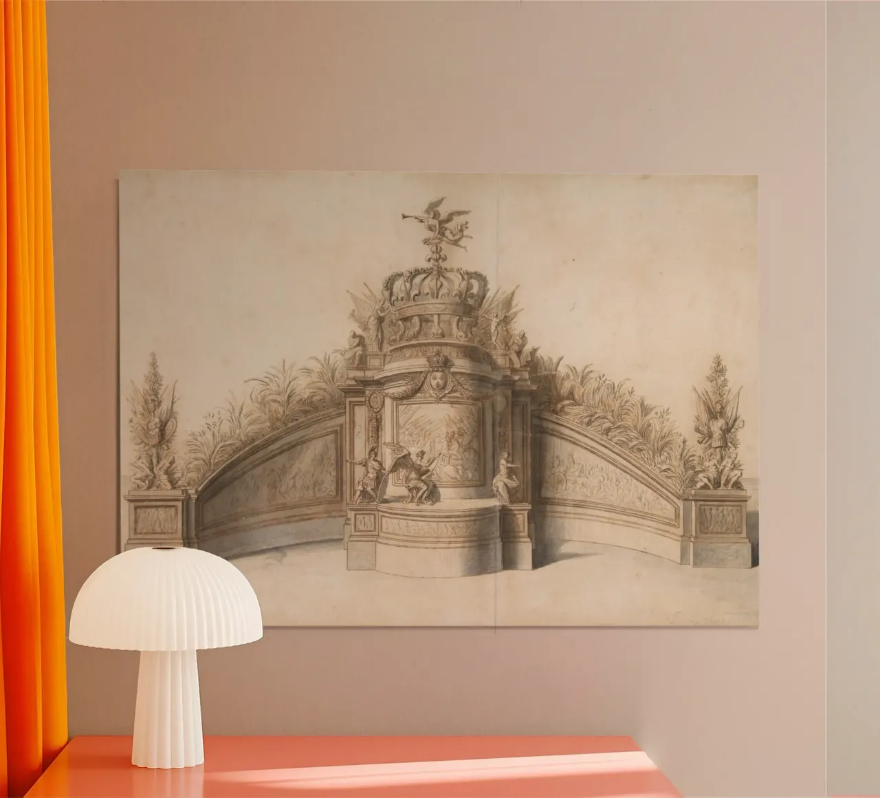 Vintage rococofonteinontwerp - Uitgebreide architecturale kunst poster van ClubArt