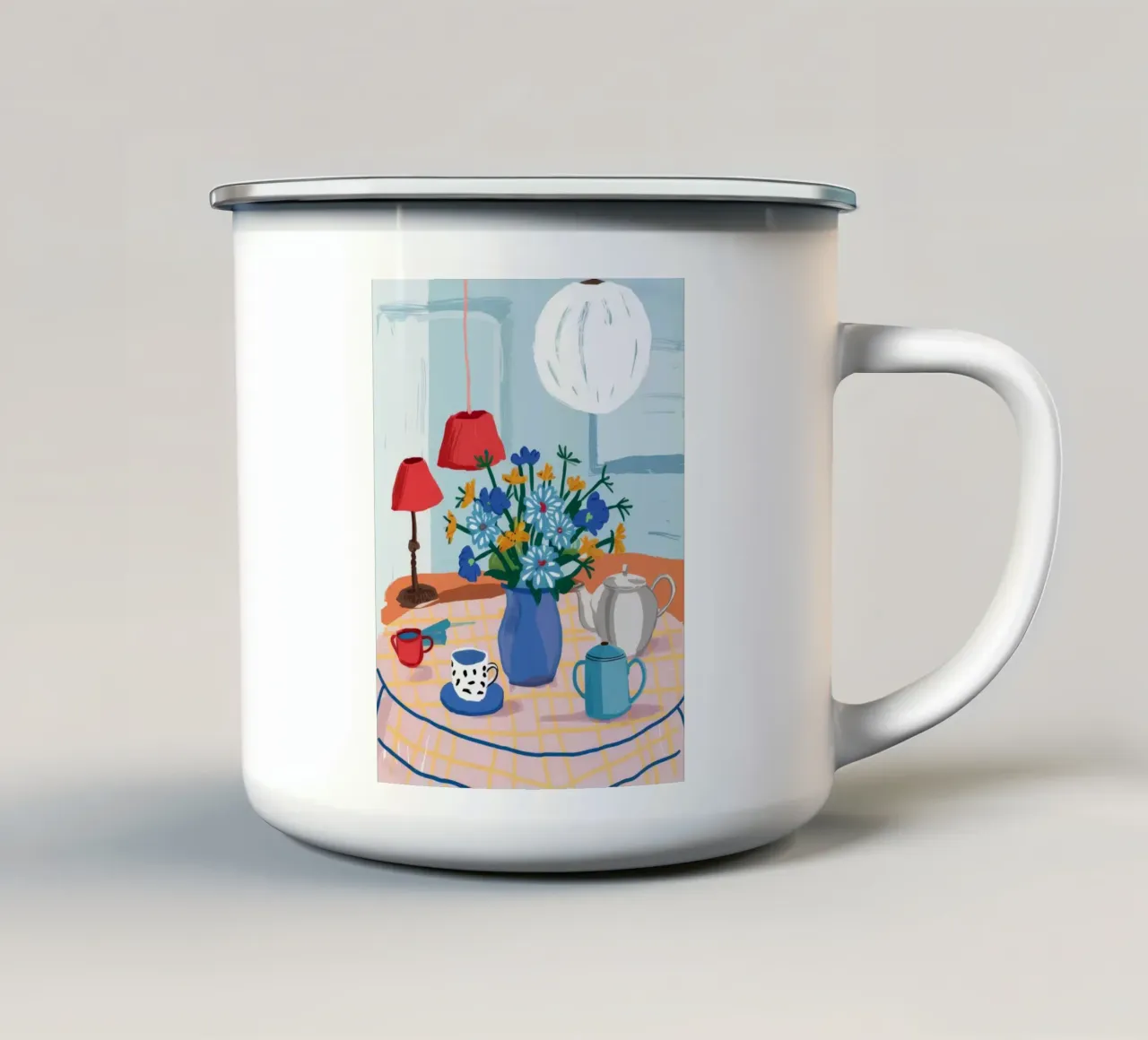 Colazione con bouquet blu tazza in smalto da Moonlite Desire