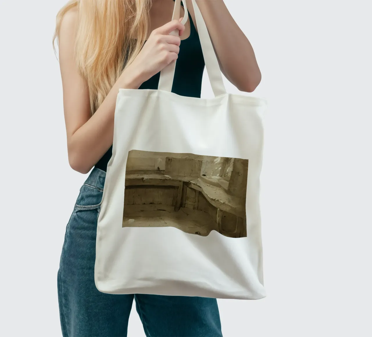 Schizzo d'angolo per interni vintage - Studio architettonico rustico borsa in juta da ClubArt