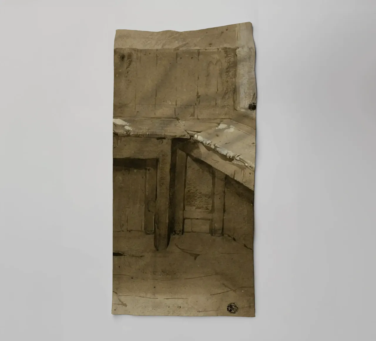 Schizzo d'angolo per interni vintage - Studio architettonico rustico asciugamano da bagno da ClubArt