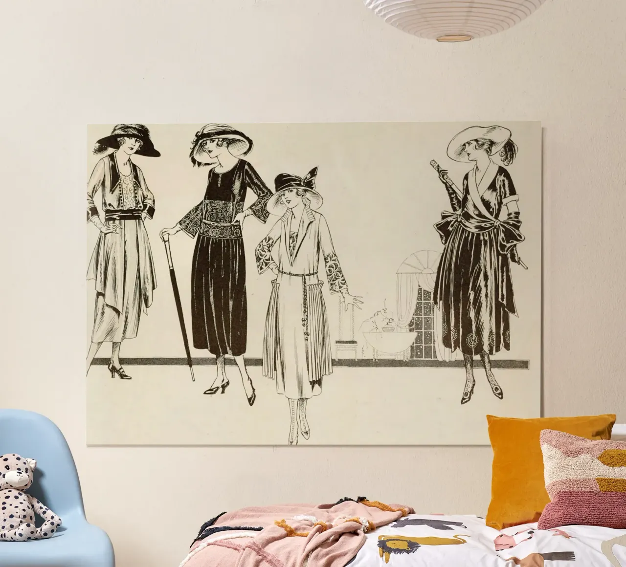 Illustrazione di moda vintage anni '20 - Arte in stile Flapper poster con telaio in legno da ClubArt
