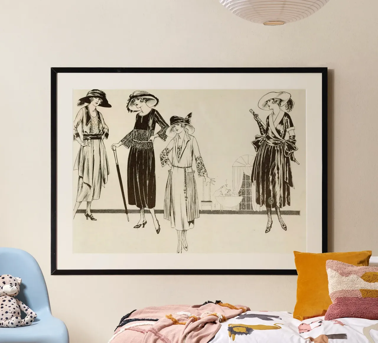 Illustrazione di moda vintage anni '20 - Arte in stile Flapper poster con telaio in legno da ClubArt