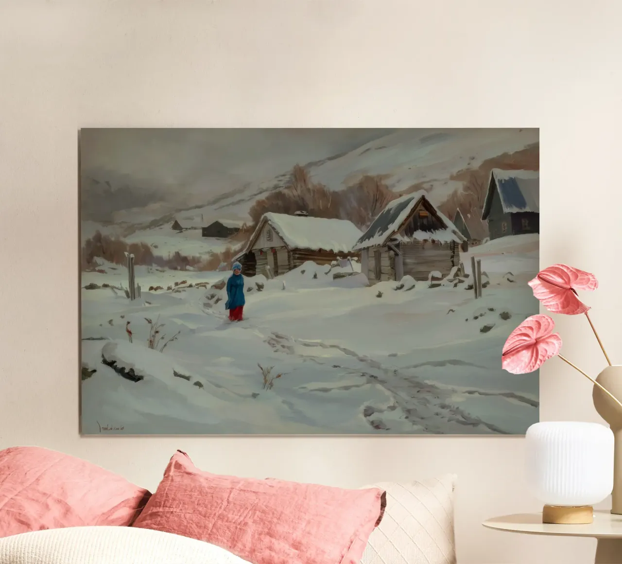 Viaggio d'inverno Solitudine poster con telaio in legno da Lush Essence