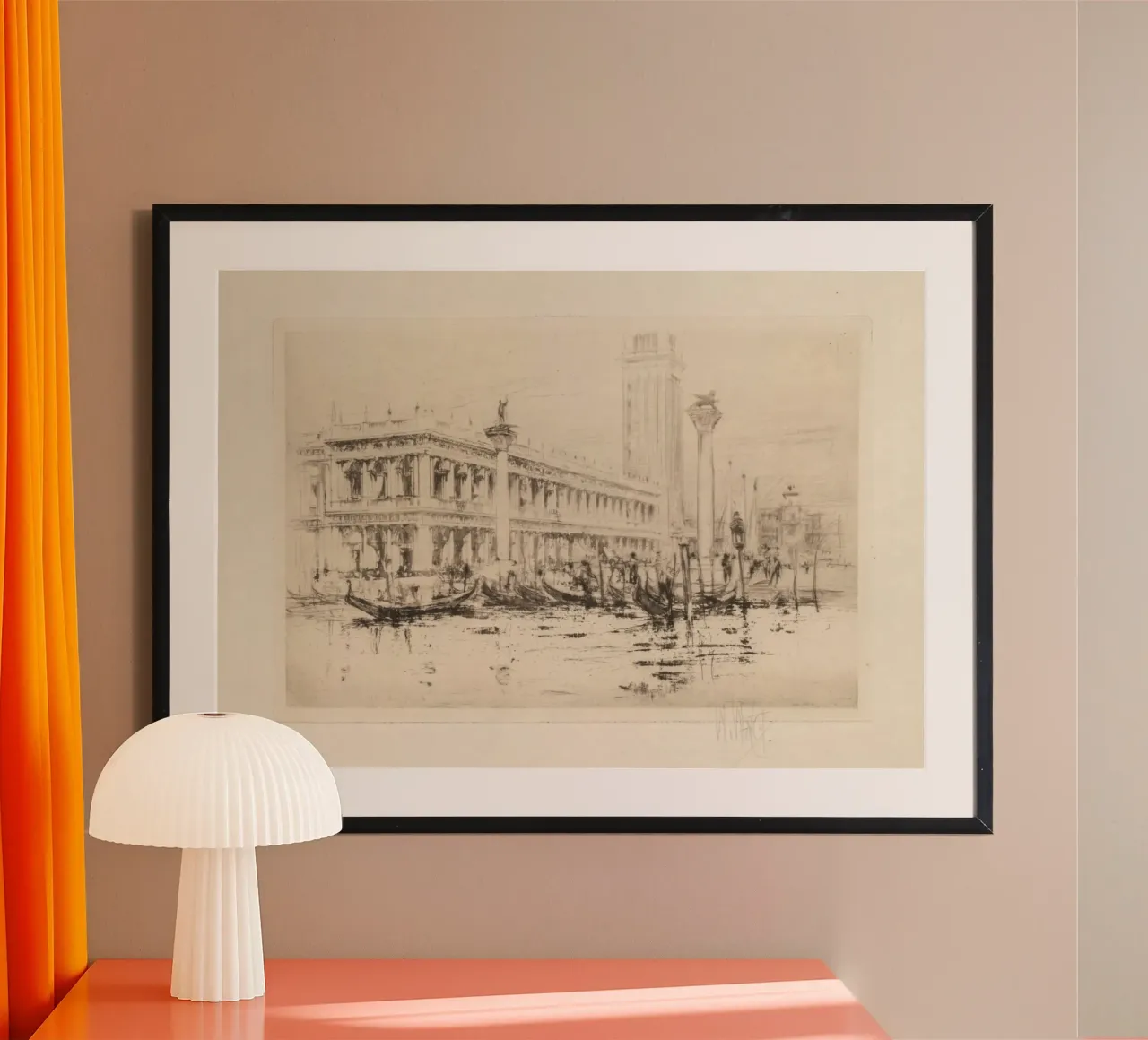 Acquaforte d'epoca sul Canal Grande di Venezia - Città impressionista poster da ClubArt