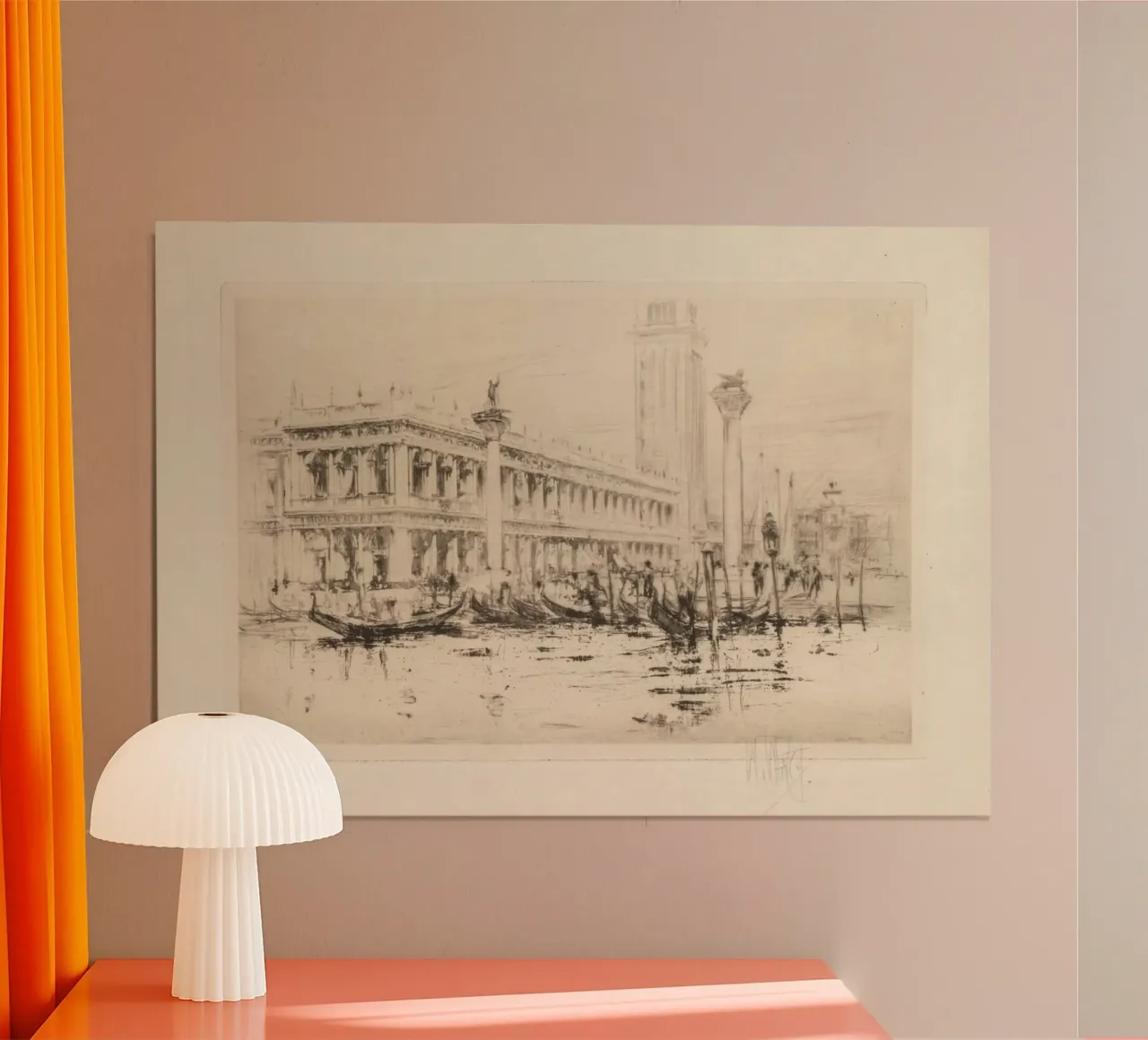 Acquaforte d'epoca sul Canal Grande di Venezia - Città impressionista poster da ClubArt