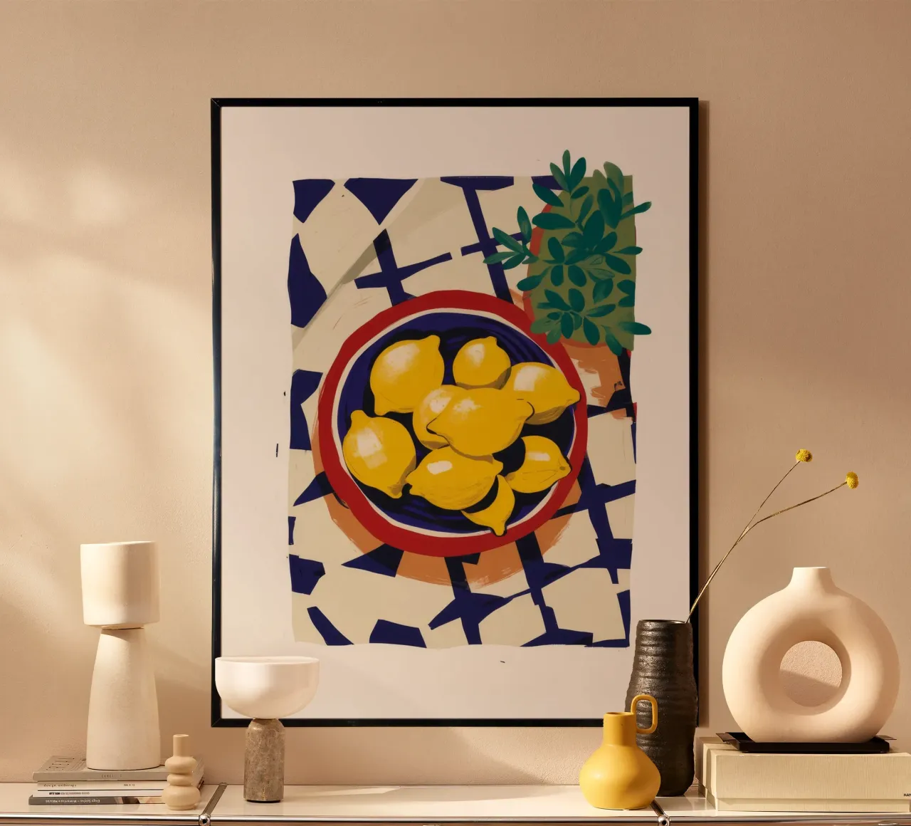 Limone light a scacchi poster con telaio in plastica da Moonlite Desire