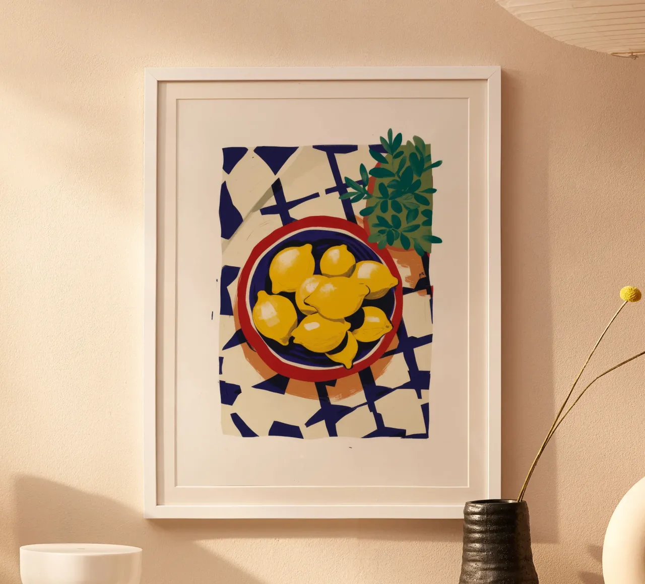 Limone light a scacchi poster con telaio in plastica da Moonlite Desire