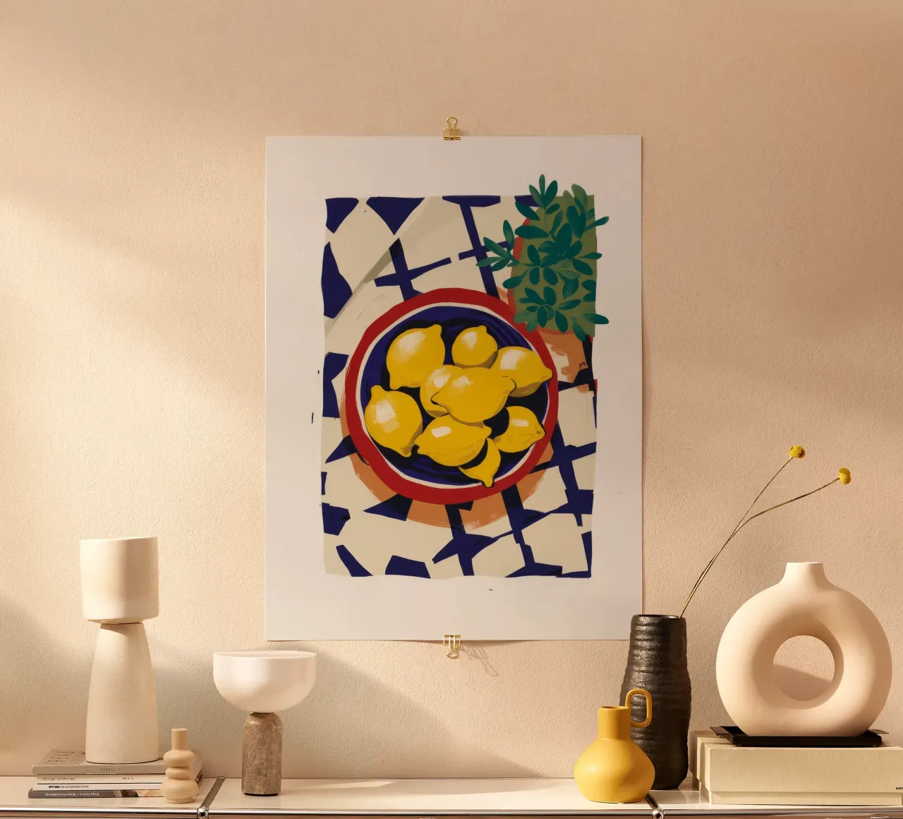 Limone light a scacchi poster con telaio in plastica da Moonlite Desire
