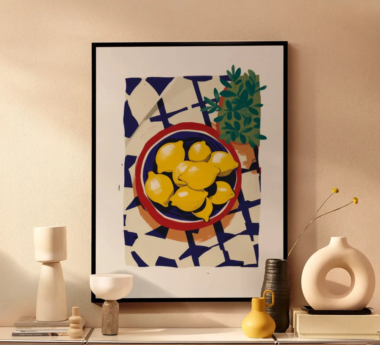 Limone light a scacchi poster con telaio in plastica da Moonlite Desire