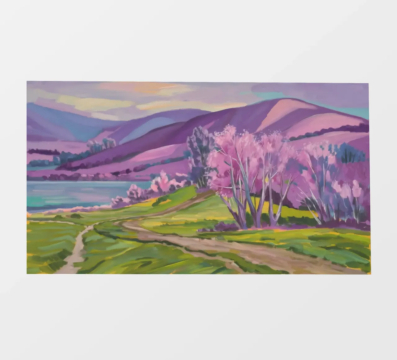 Lentebloesem rivier fotobehang van Radiance Landscape