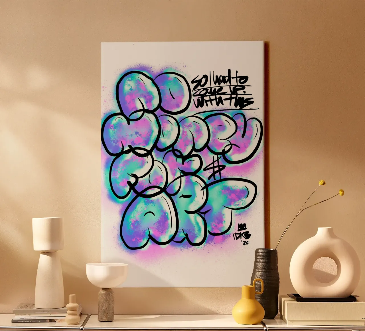 No Money For Art / Space Leinwand mit Schattenfugenrahmen von DIGIDAVID