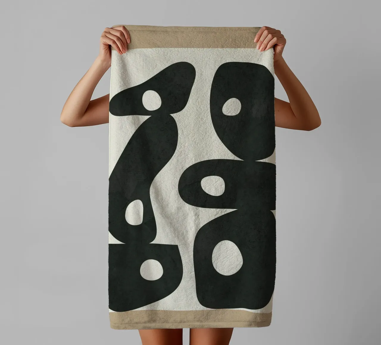 Black & White Mid-Century Modern Art 1 towel by Nadjaa