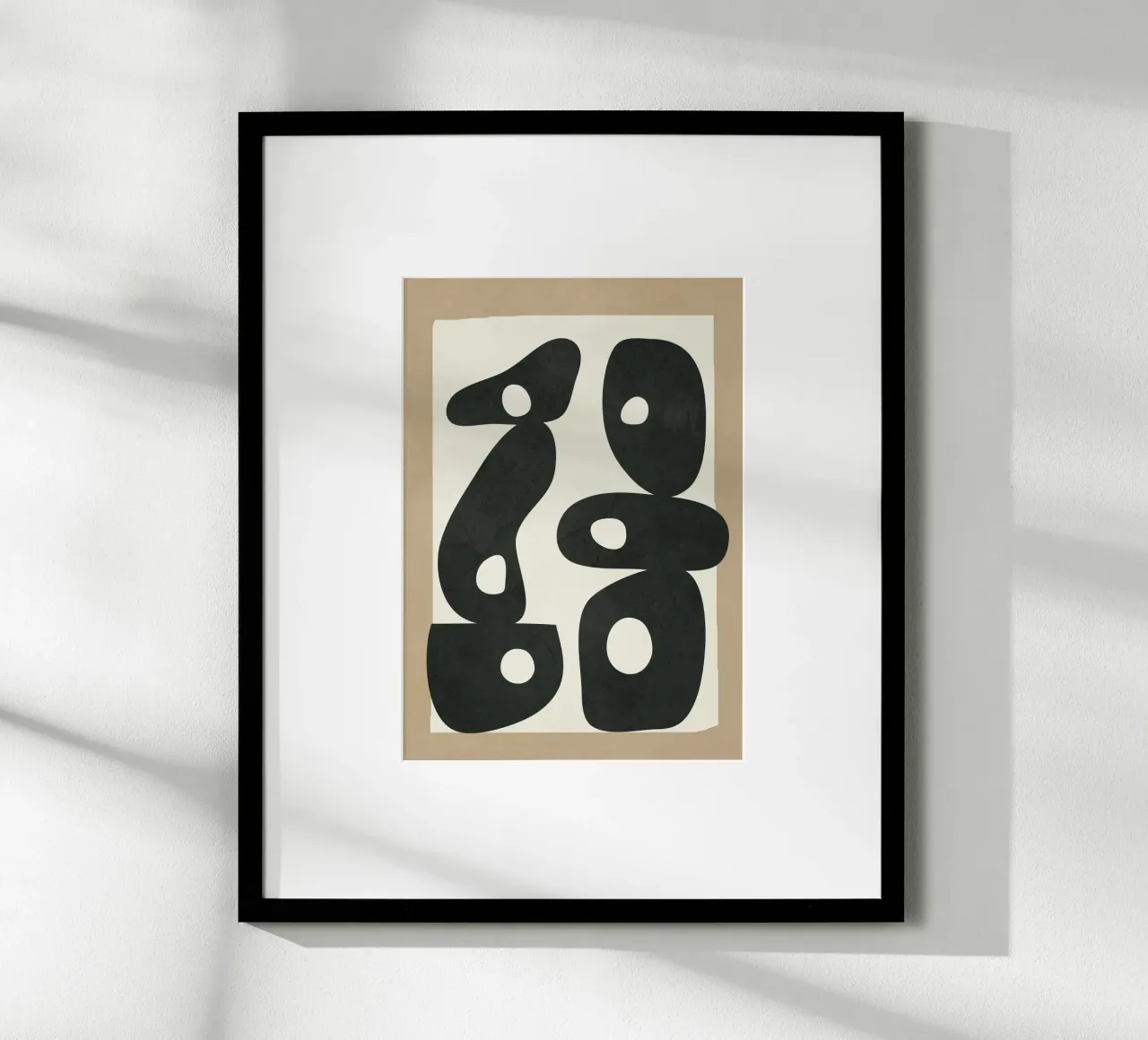 Black & White Mid-Century Modern Art 1 poster con telaio in legno da Nadjaa