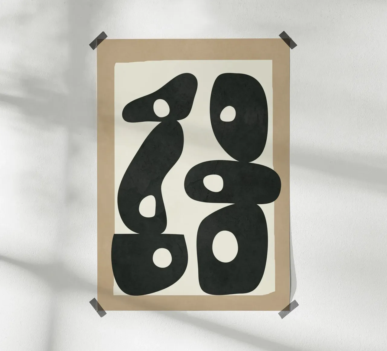 Black & White Mid-Century Modern Art 1 poster con telaio in legno da Nadjaa