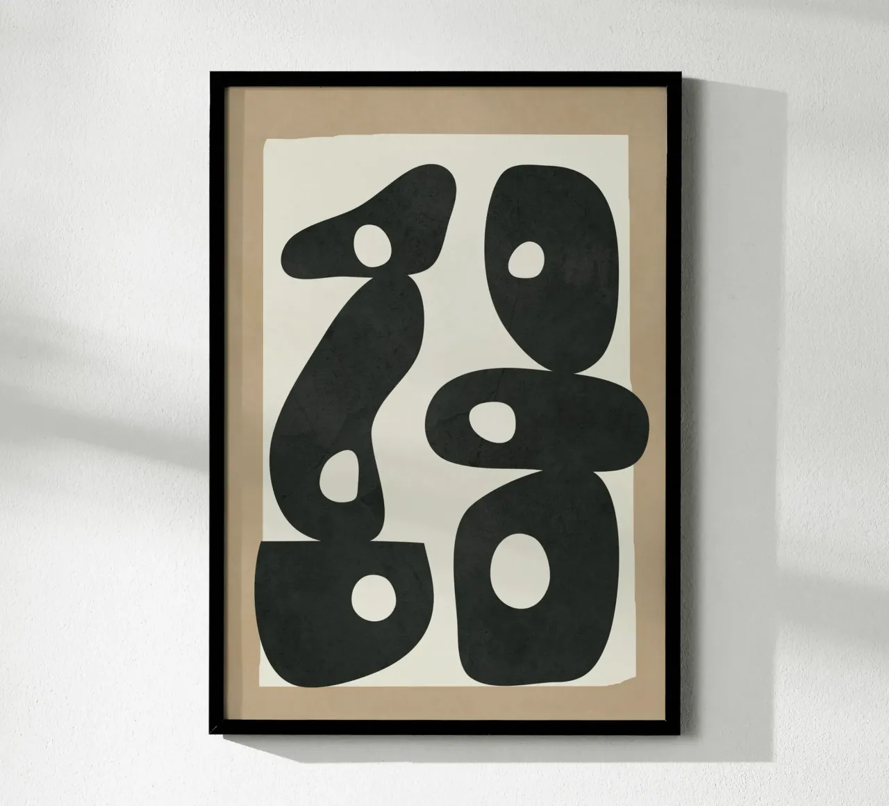 Black & White Mid-Century Modern Art 1 poster con telaio in legno da Nadjaa
