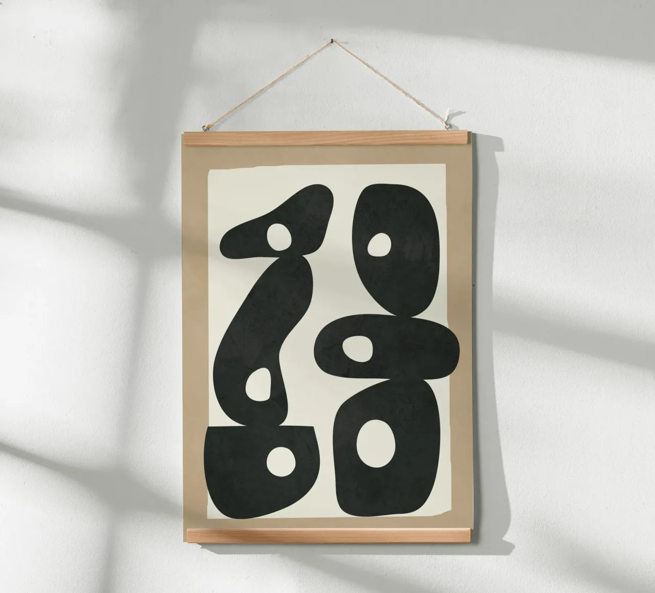 Black & White Mid-Century Modern Art 1 poster con telaio in legno da Nadjaa