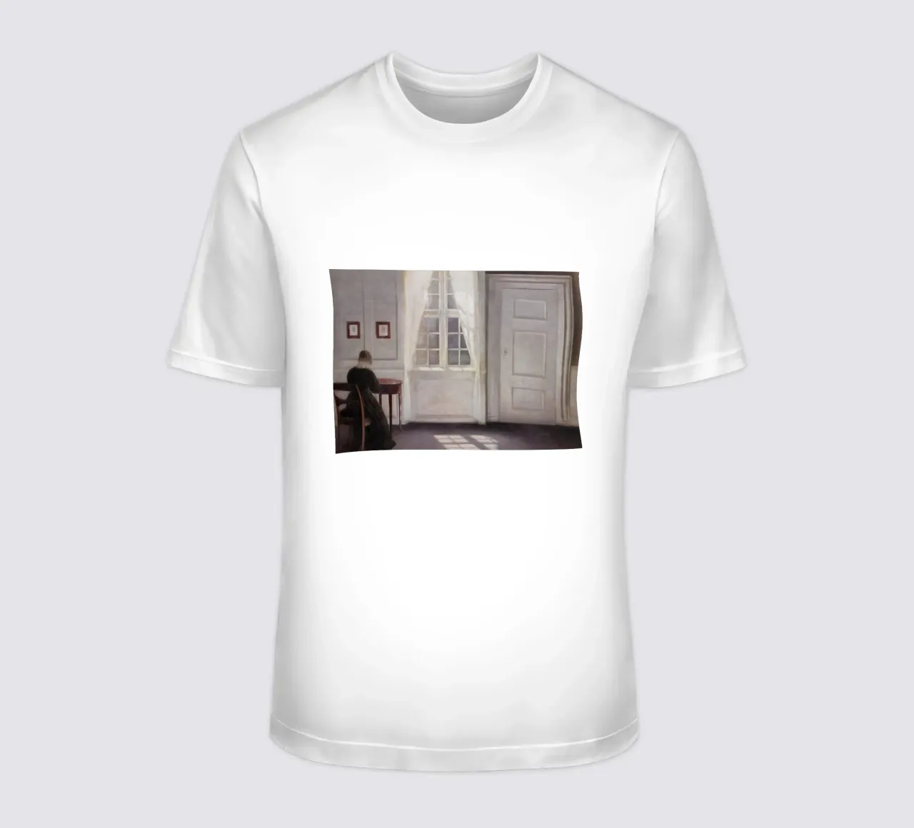 Vilhelm Hammershøi - Interieur, zonlicht - Nordic Art Print t-shirt van ClubArt
