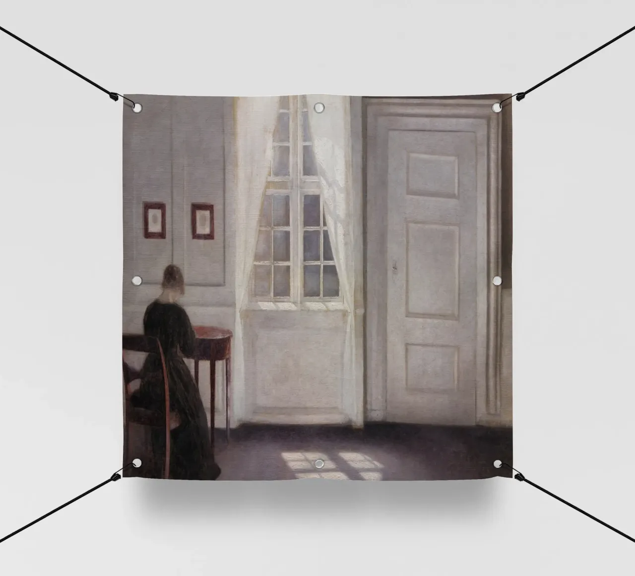 Vilhelm Hammershøi - Interieur, zonlicht - Nordic Art Print pvc-zeil van ClubArt