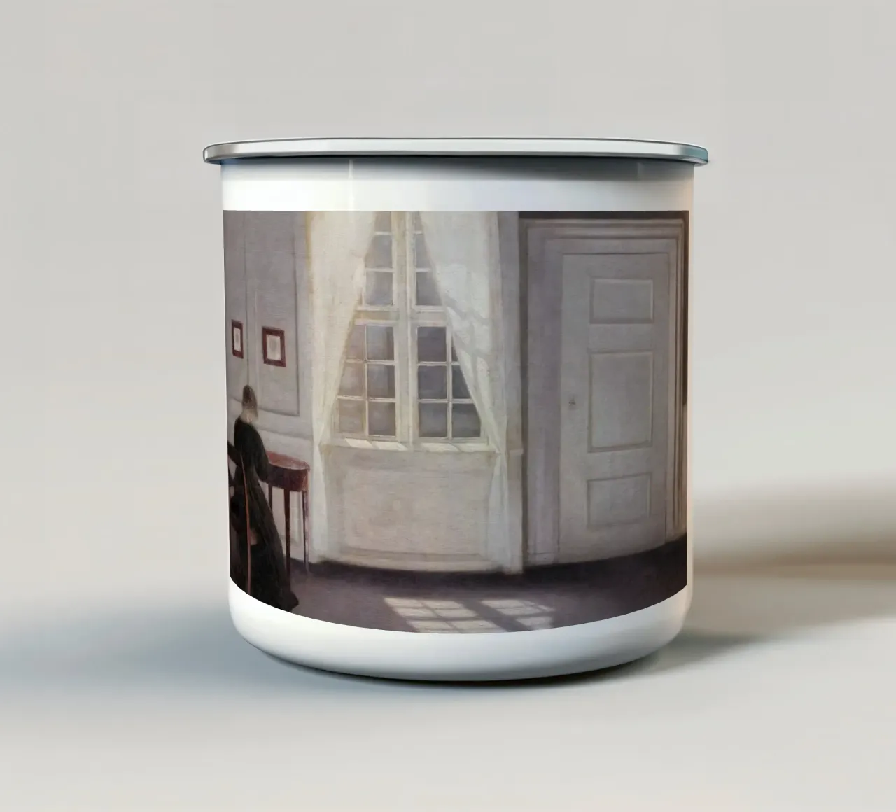 Vilhelm Hammershøi - Intérieur, lumière du soleil - Nordic Art Print mug en émail de ClubArt