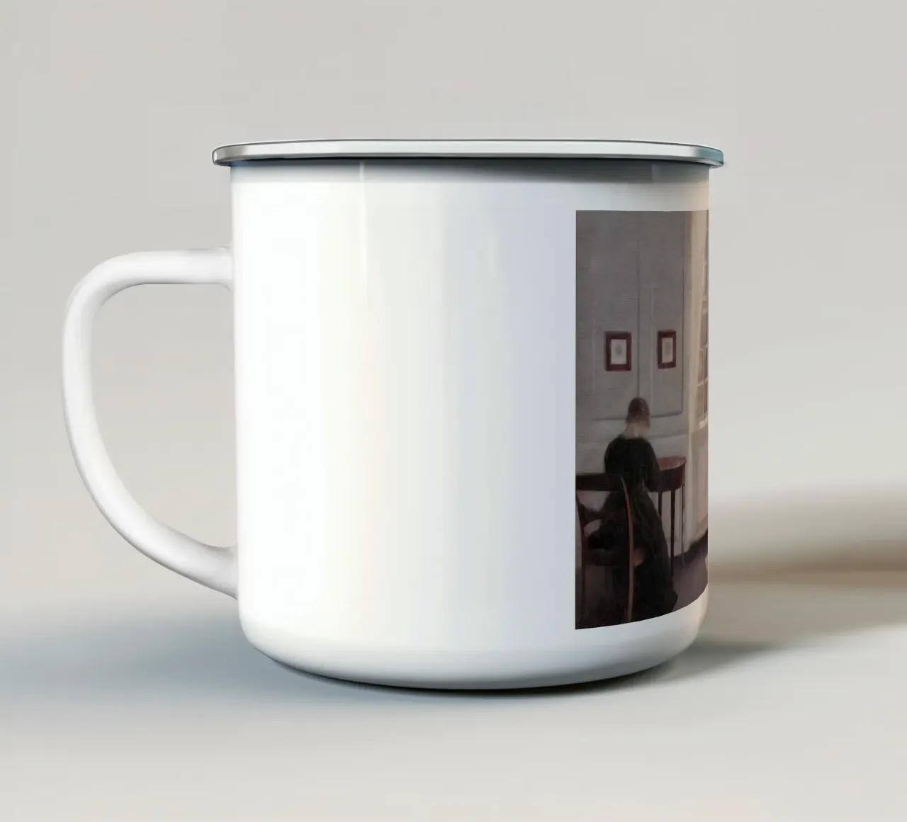 Vilhelm Hammershøi - Intérieur, lumière du soleil - Nordic Art Print mug en émail de ClubArt