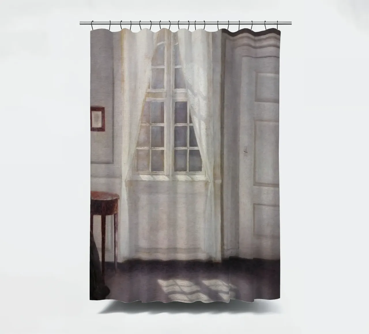 Vilhelm Hammershøi - Interieur, zonlicht - Nordic Art Print douchegordijn van ClubArt