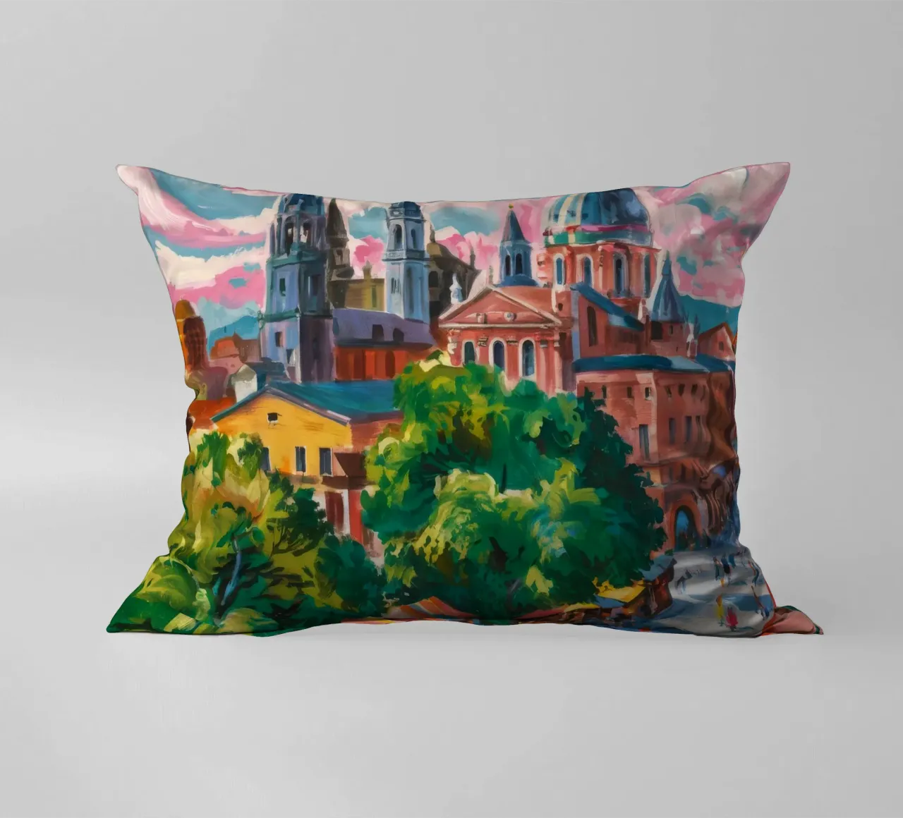 Panorama della Città della Cattedrale cuscino da Lush Essence