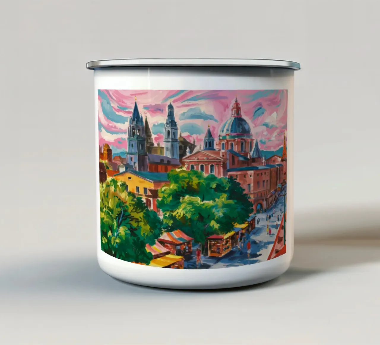 Panorama della Città della Cattedrale tazza in smalto da Lush Essence