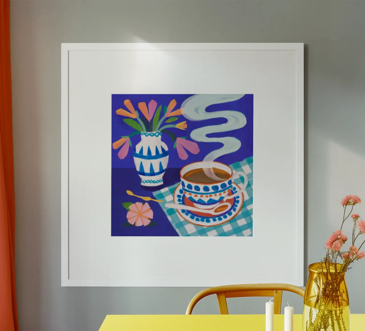 Dampfender Kaffee Traum Poster mit Kunststoffrahmen von Moonlite Desire
