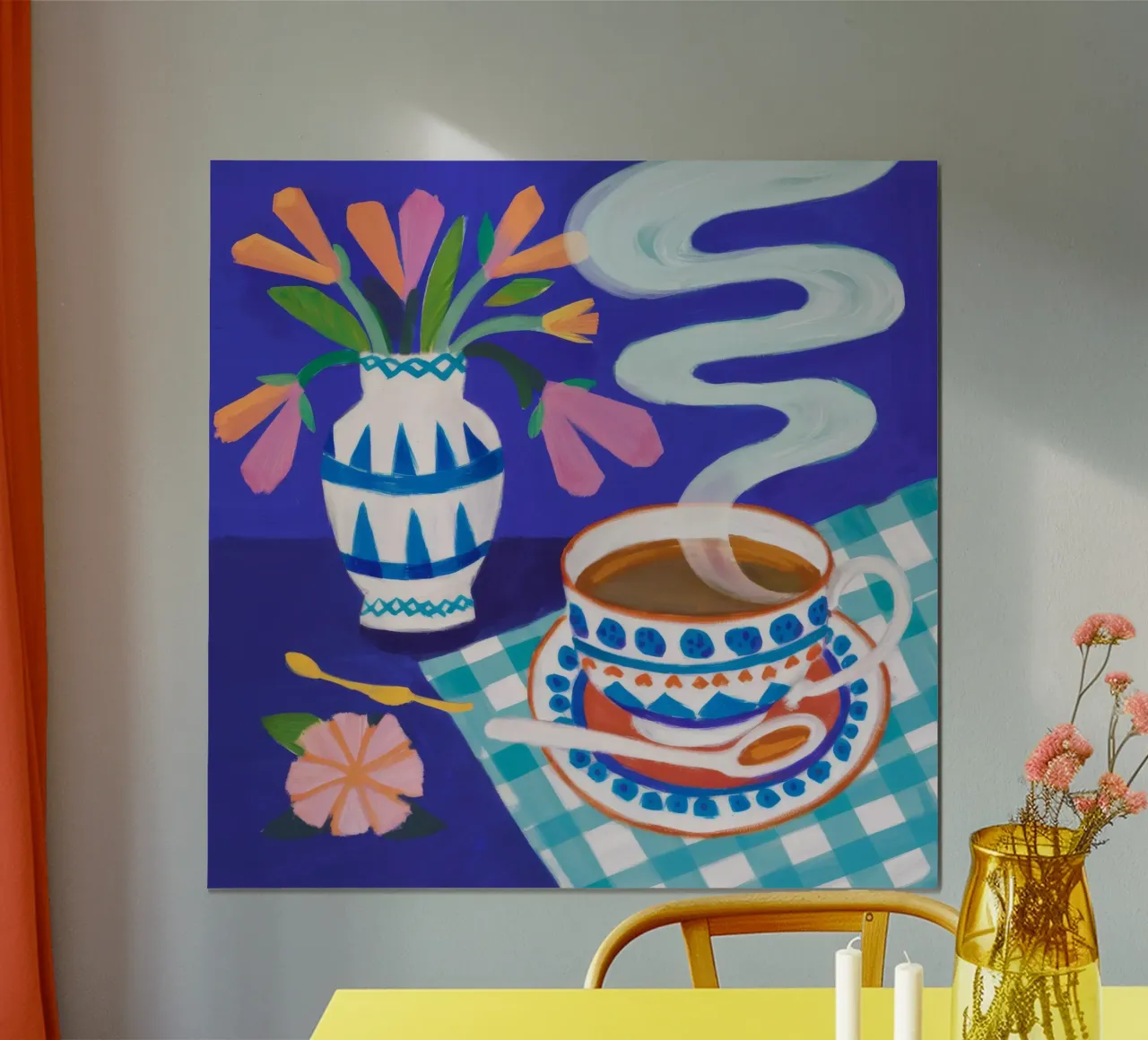 Dampfender Kaffee Traum Poster mit Kunststoffrahmen von Moonlite Desire