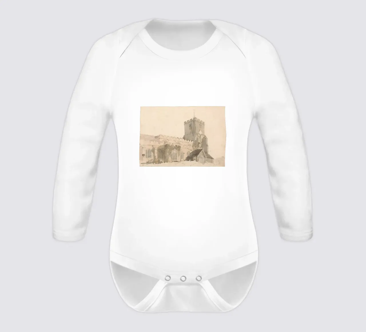 J.M.W. Turner - Außenansicht einer Kirche - Englische Kunst Langarm Babybody von ClubArt